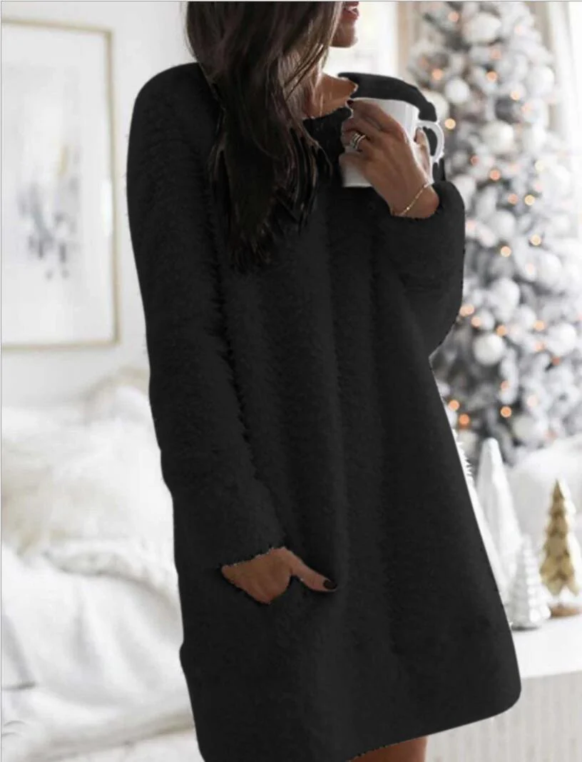 Clémence – Robe décontractée à manches longues et col rond. – Image 2