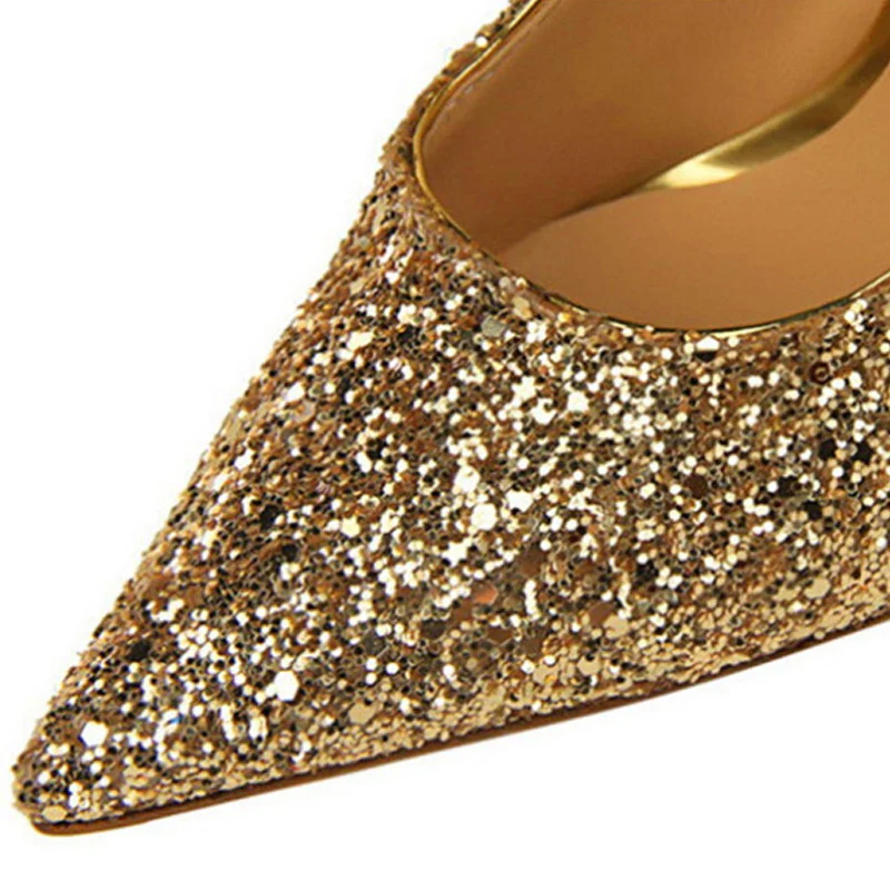 Cendrillon chaussures femmes Bling paillettes tissu mode talons hauts – Image 5