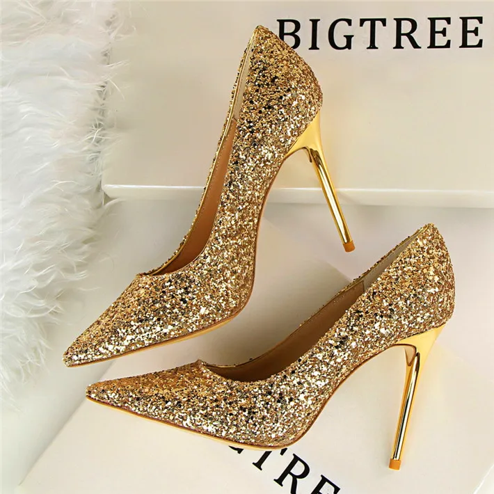 Cendrillon chaussures femmes Bling paillettes tissu mode talons hauts – Image 9