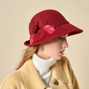Chapeau Fedora en laine pour adulte, chapeaux vintage pour femme, chapeaux à la mode avec fleurs