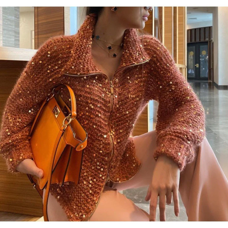 Apolline – Manteau en maille scintillant avec sequins, alliant chic et glamour pour un style raffiné – Image 7