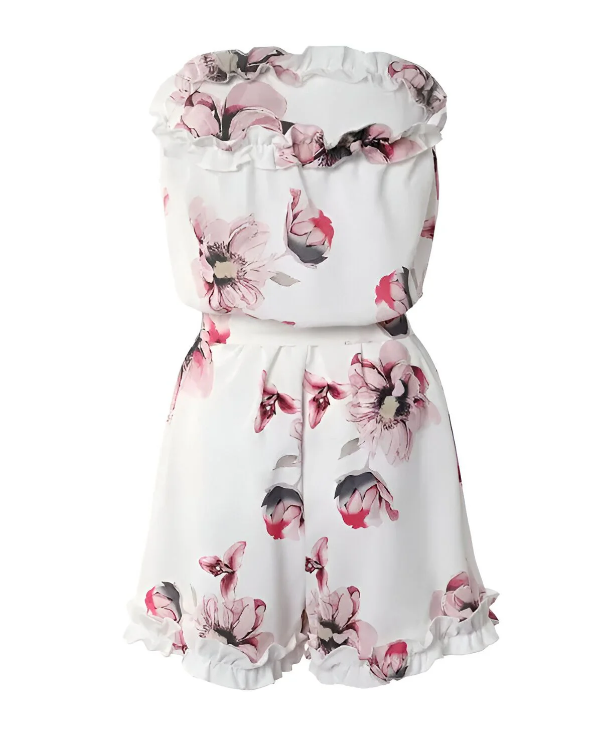 Barboteuse bandeau à imprimé floral et ourlet à volants – Image 8