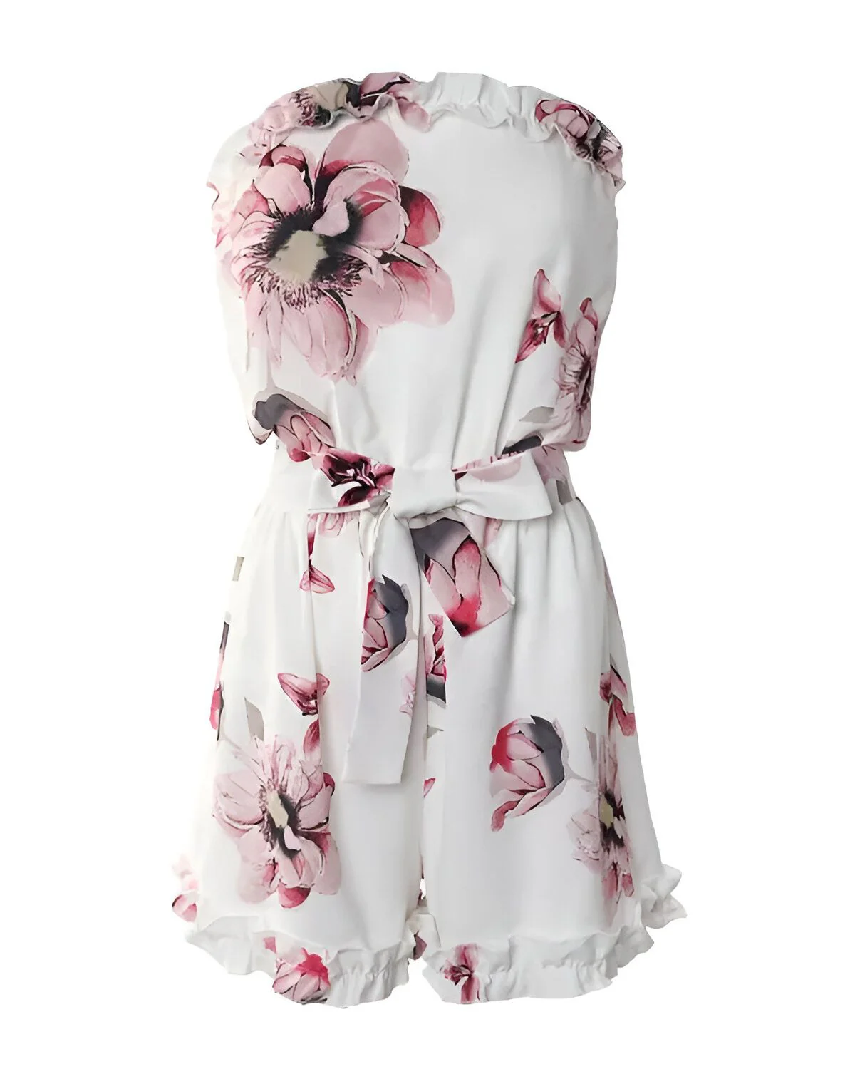 Barboteuse bandeau à imprimé floral et ourlet à volants – Image 9