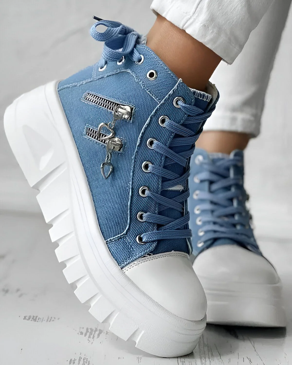 Baskets à plateforme et œillets avec fermeture éclair – Image 3