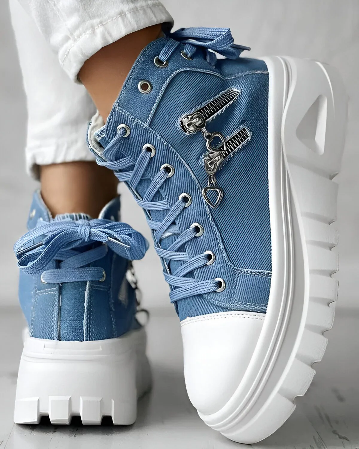 Baskets à plateforme et œillets avec fermeture éclair – Image 6