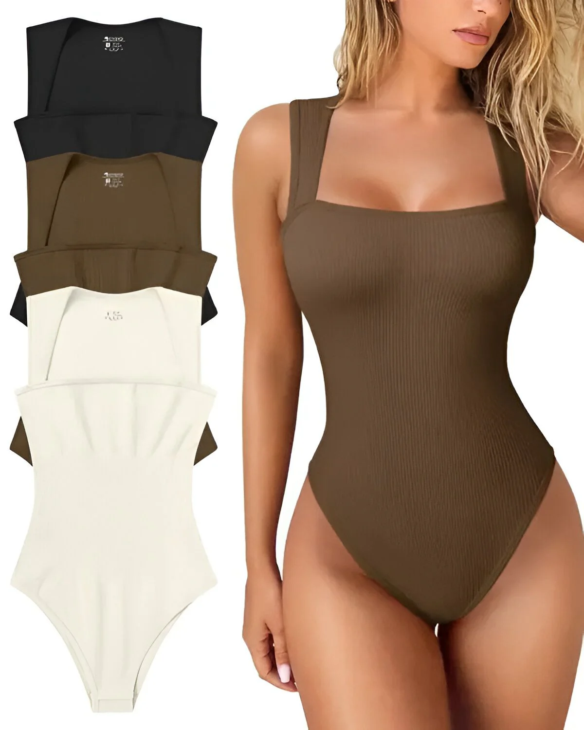 Body gainant le ventre sans manches à col asymétrique – Image 2