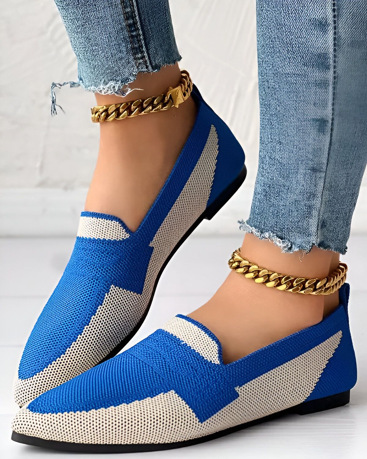 Chaussure Colorblock respirant bout pointu à enfiler – Image 4