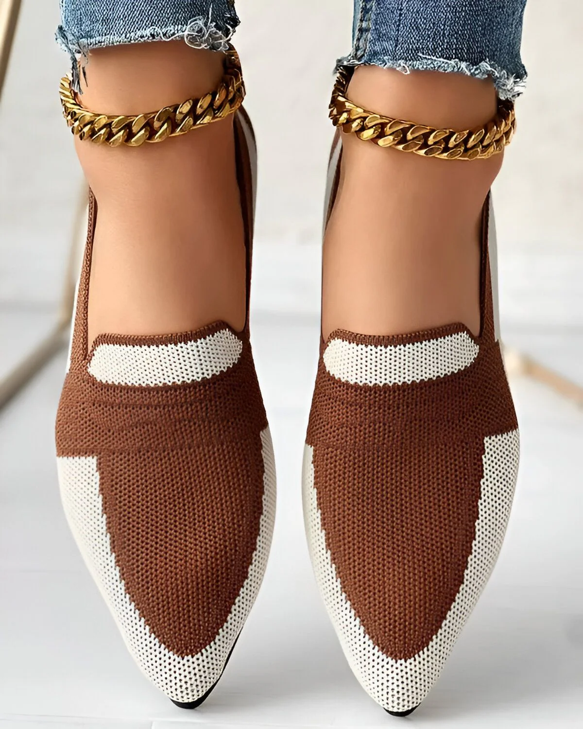 Chaussure Colorblock respirant bout pointu à enfiler – Image 9