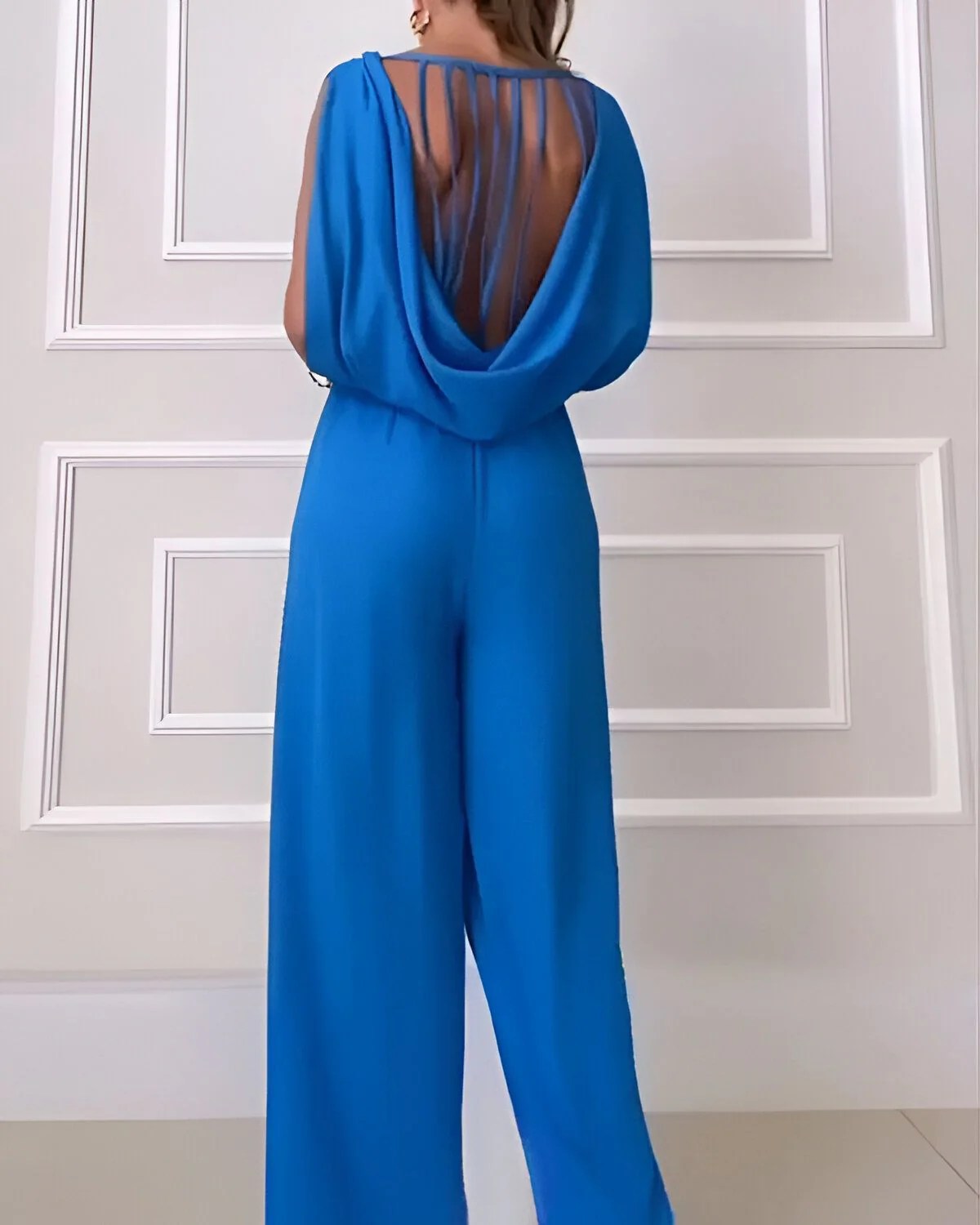 Combinaison taille haute dos nu drapée sans manches – Image 3