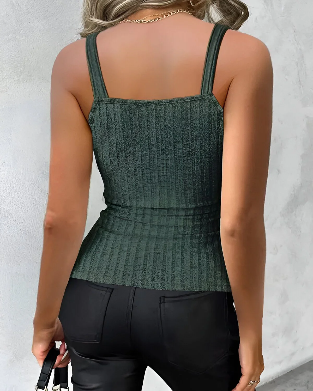 Débardeur côtelé boutonné à décor de chaîne – Image 2