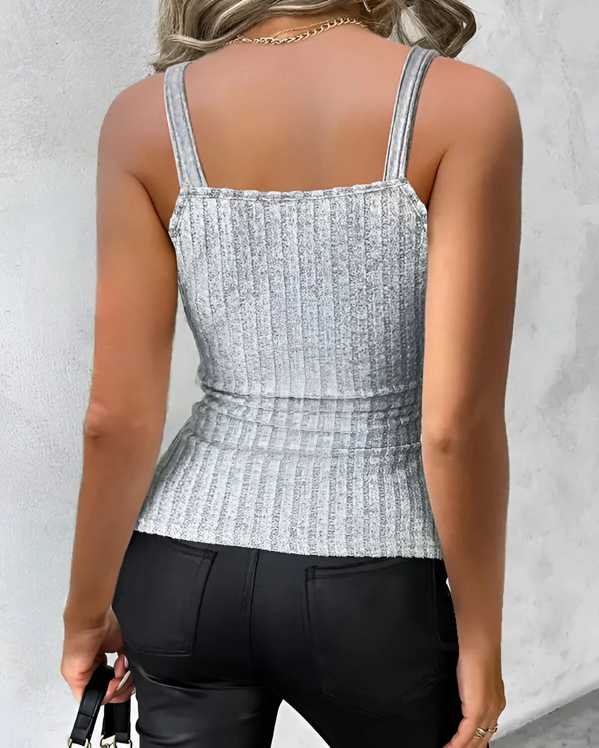 Débardeur côtelé boutonné à décor de chaîne – Image 8