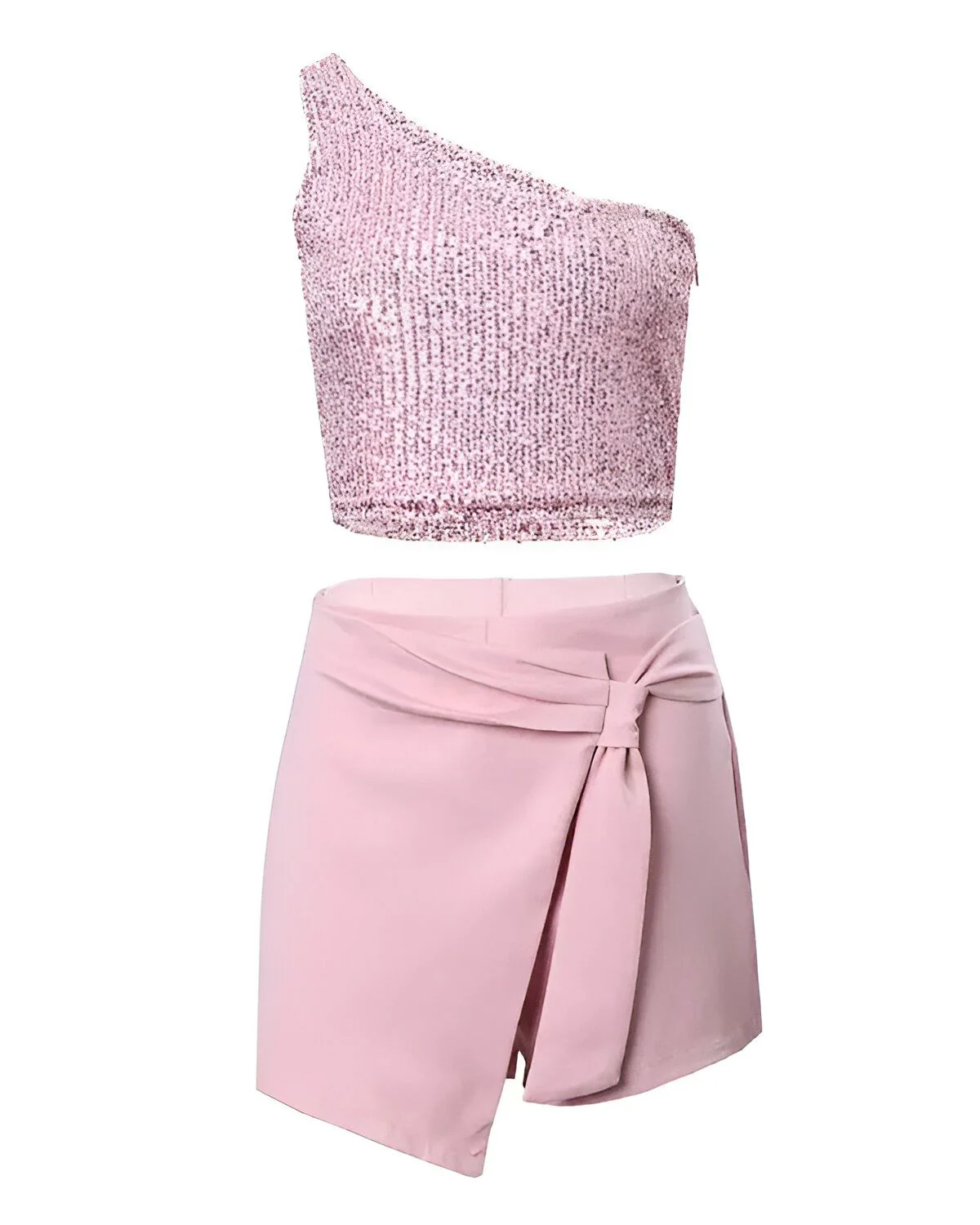 Ensemble haut court et jupe-short à sequins asymétriques – Image 4