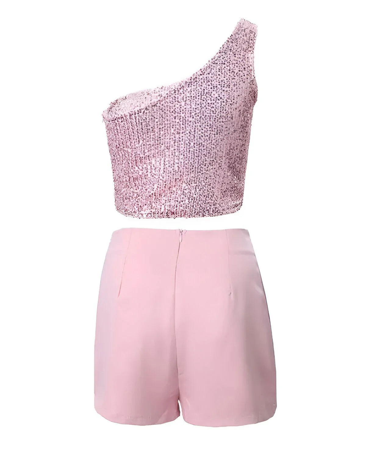 Ensemble haut court et jupe-short à sequins asymétriques – Image 5