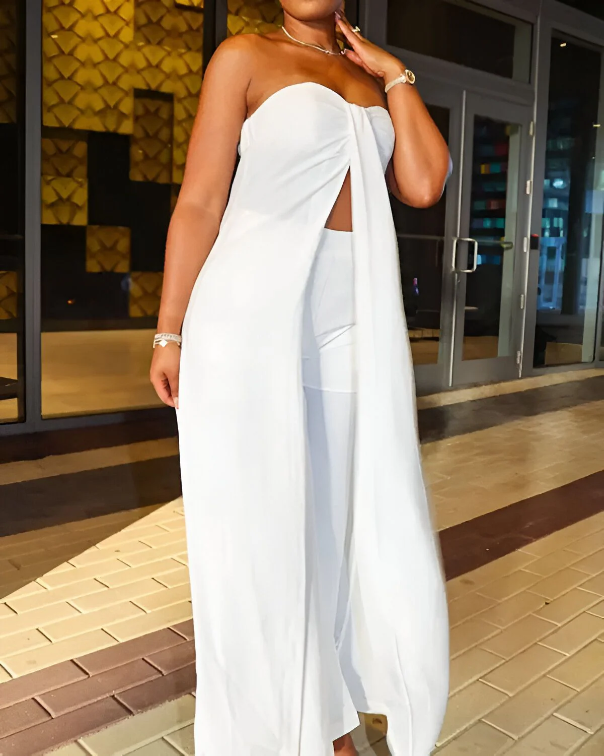 Ensemble haut long bandeau fendu et pantalon taille haute – Image 3