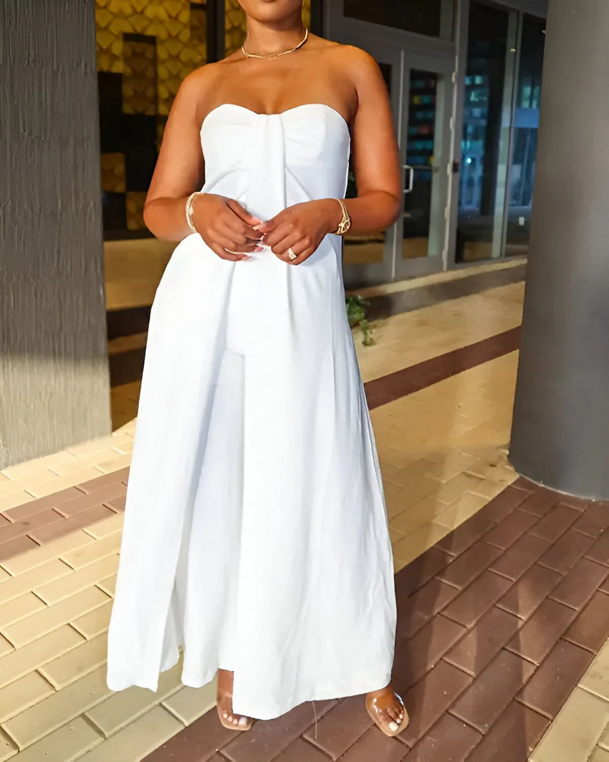 Ensemble haut long bandeau fendu et pantalon taille haute – Image 5