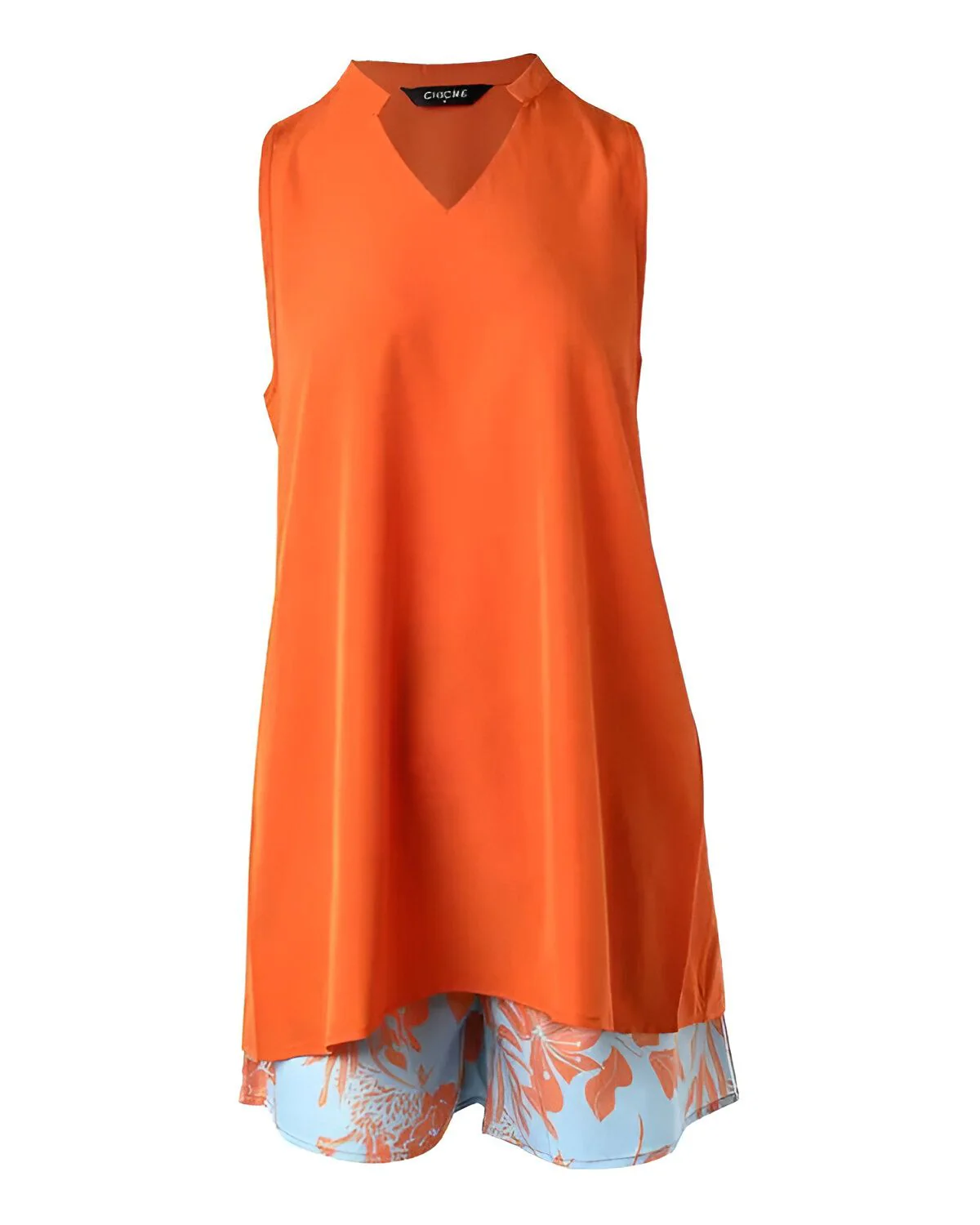 Ensemble haut sans manches à encolure crantée et short imprimé plantes – Image 8