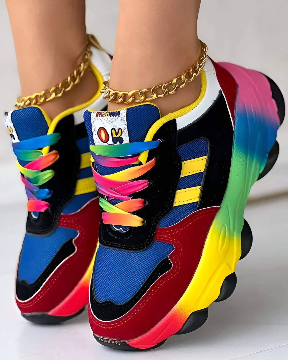 Espadrilles à plateforme à lacets color block – Image 4