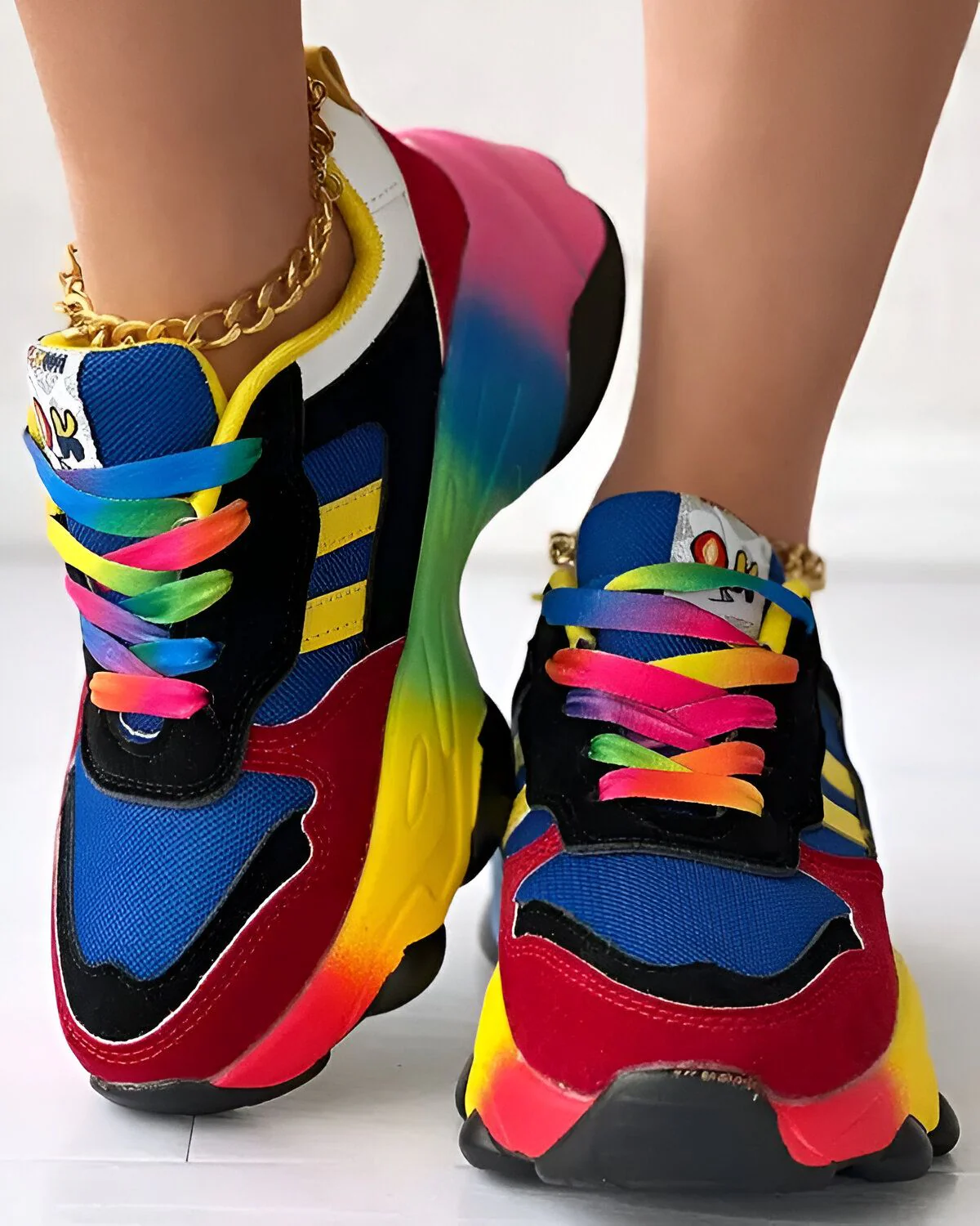 Espadrilles à plateforme à lacets color block – Image 5