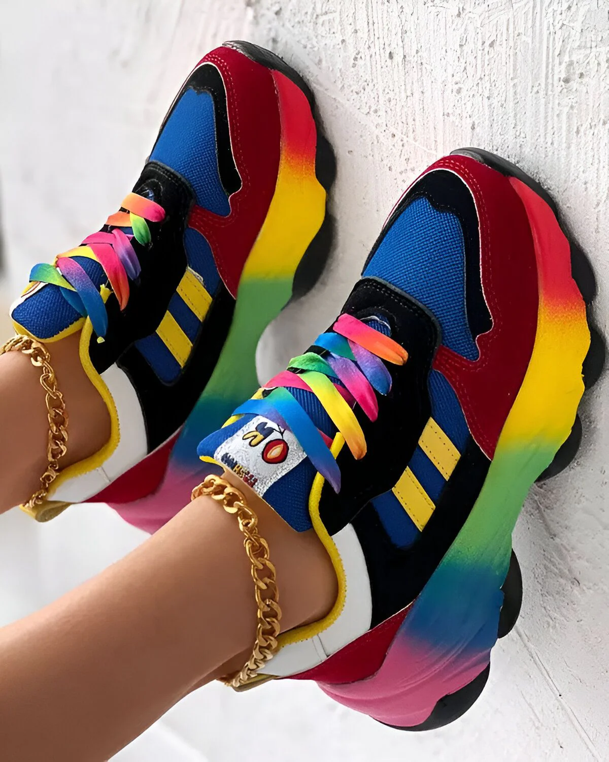 Espadrilles à plateforme à lacets color block – Image 6