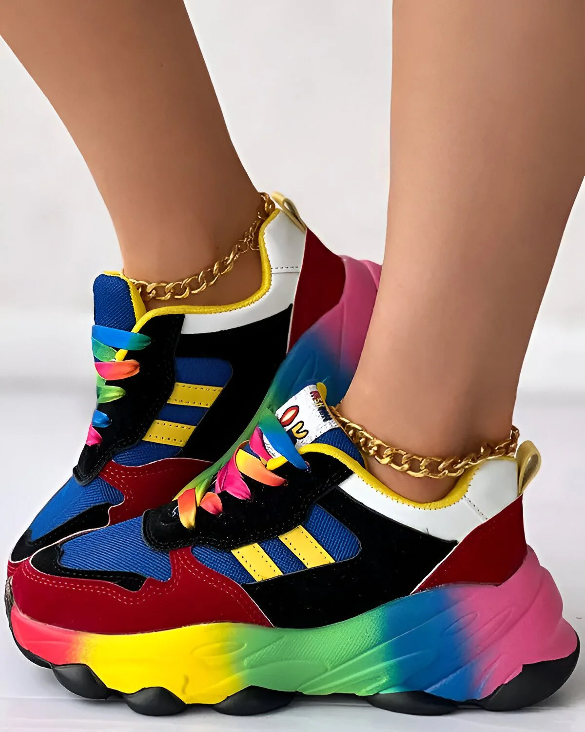 Espadrilles à plateforme à lacets color block – Image 7