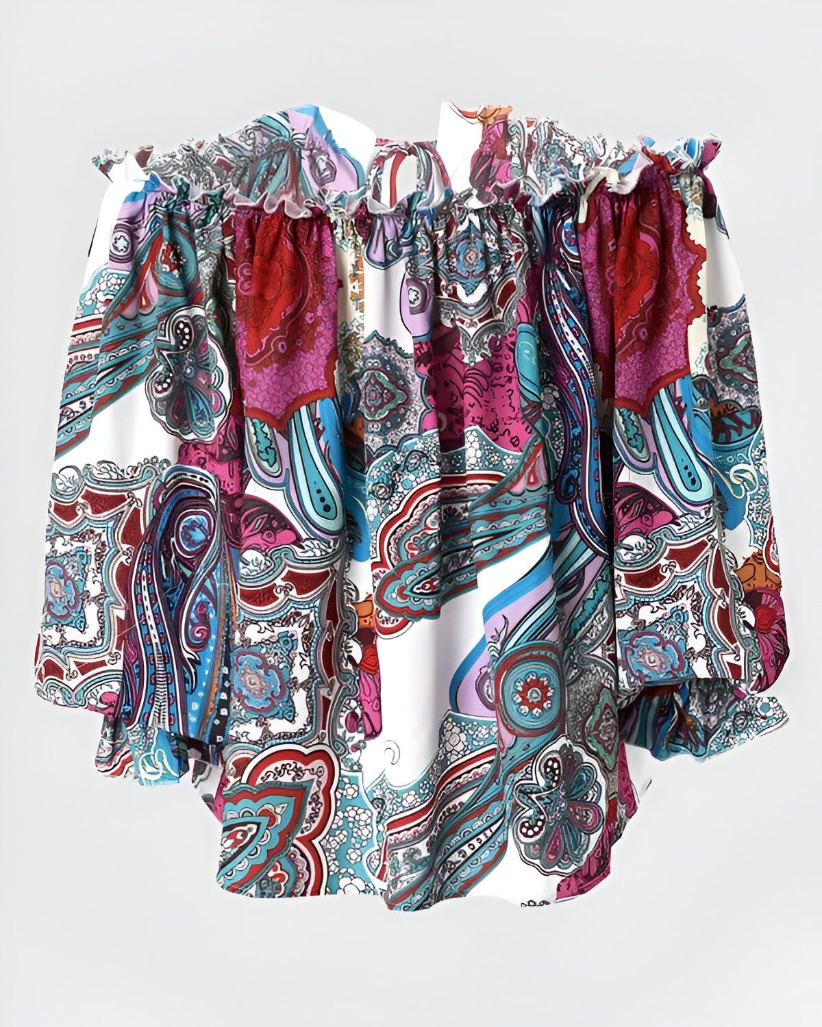 Haut à manches lanterne et épaules dénudées à imprimé tribal – Image 6