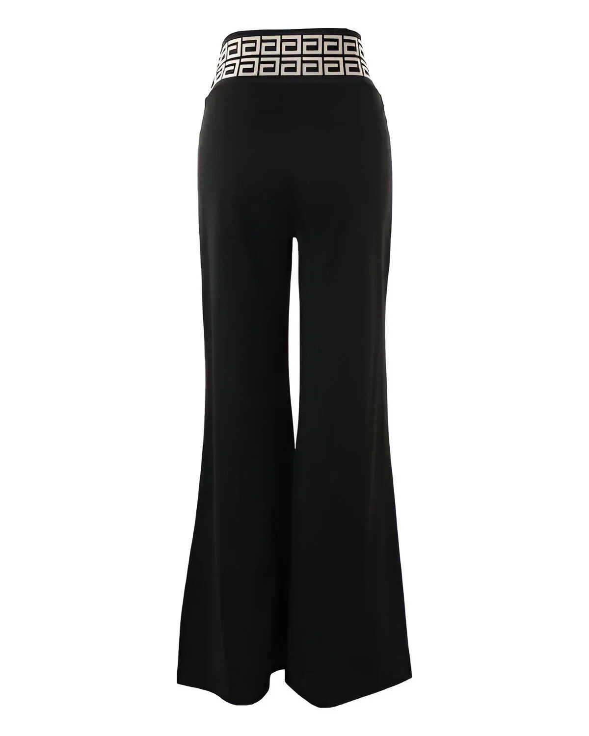 Pantalon bootcut large à taille superposée avec patch à bande géométrique – Image 7