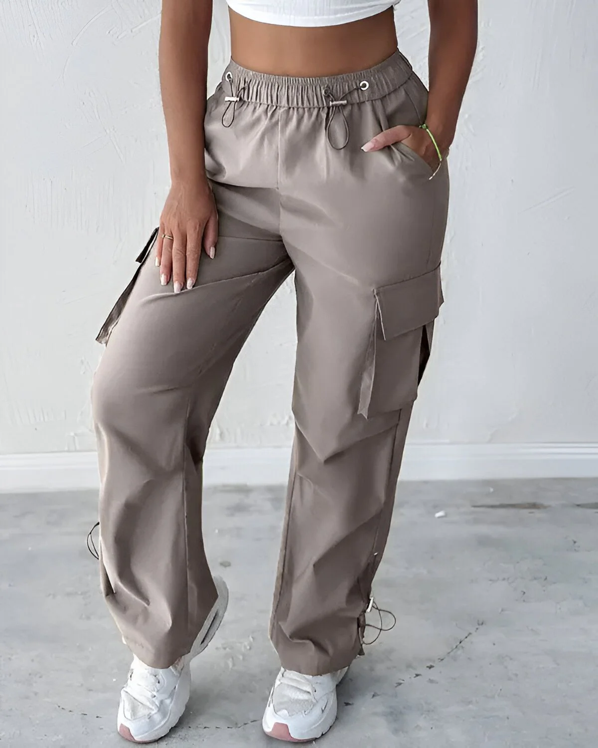 Pantalon cargo à cordon de serrage avec poche – Image 2