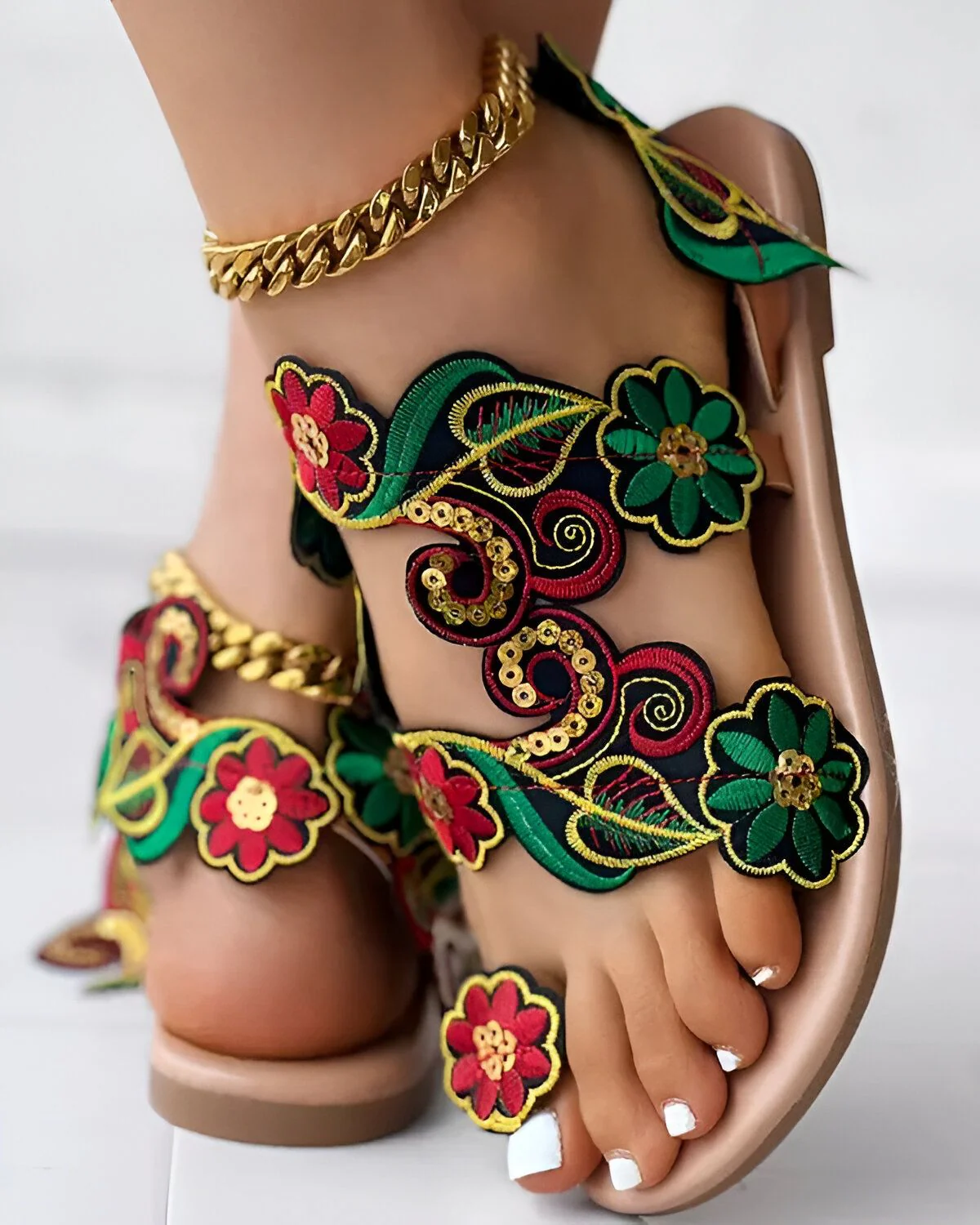 Sandales de plage Vintage à motif floral – Image 3