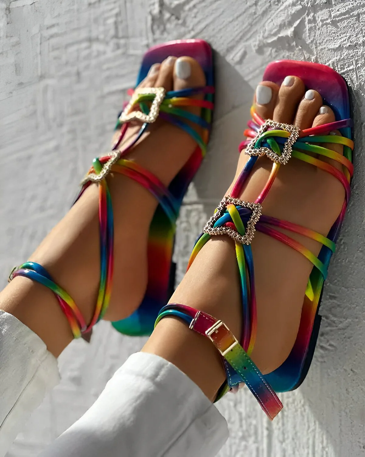 Sandales multi-brides à motif géométrique – Image 7