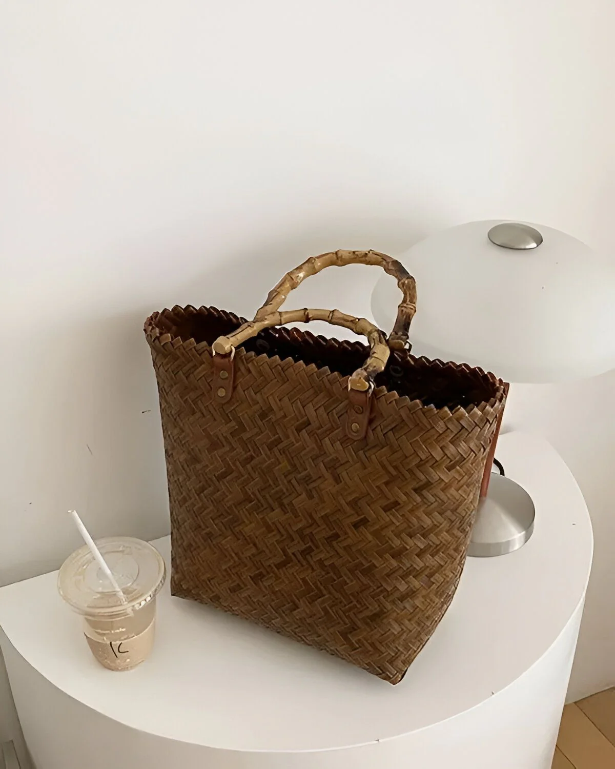 Tressé de grande capacité avec poignée en forme de bambou – Image 7